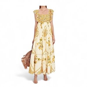 Farm Rio Cashew Crossed Back Maxi Dress Large